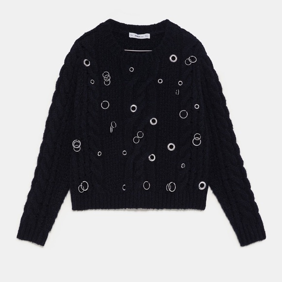 Cable Knit Eyelet Sweater - Picture 3 of 8